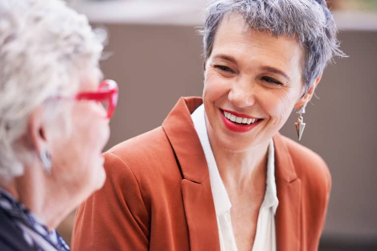 two older woman talking