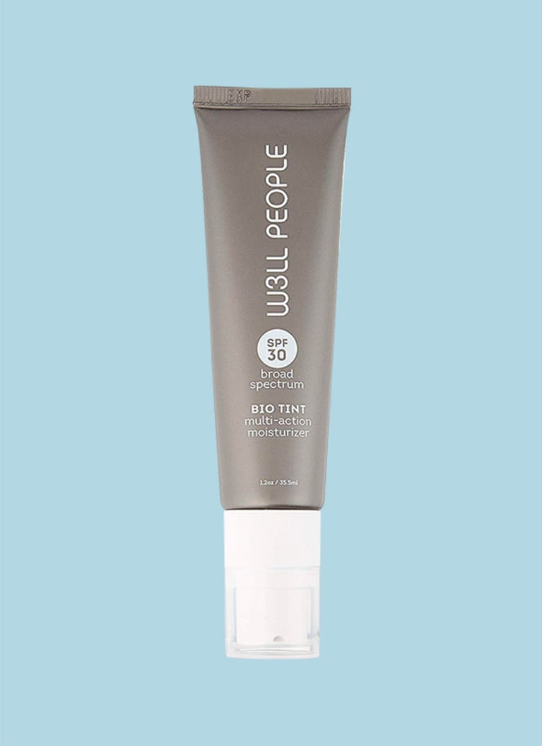 For sun protection: W3LL People Bio Tint Multi-Action Moisturizer SPF 30