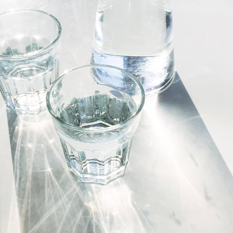 glass of water on table