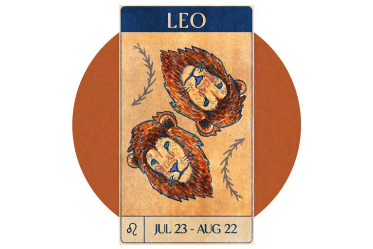 leo lion on old fashioned playing card