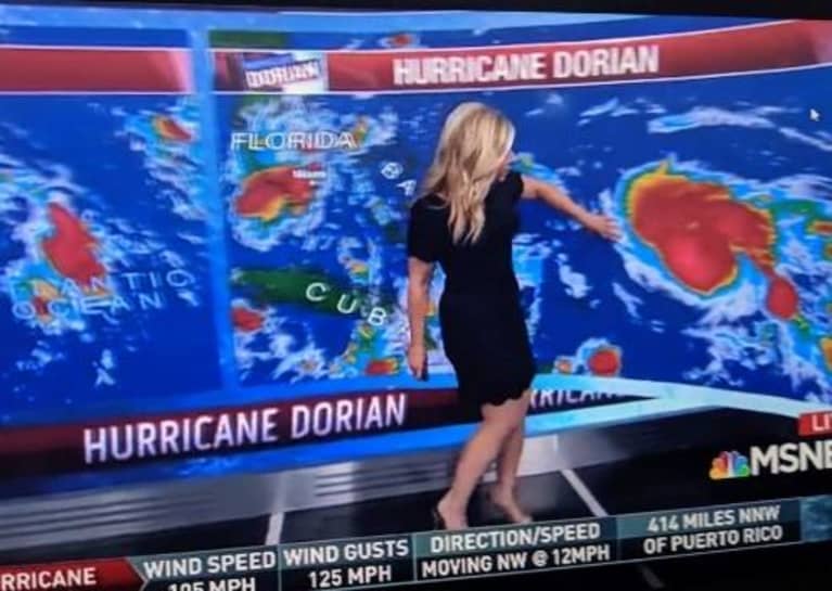 meteorologist covering hurricane dorian on screen