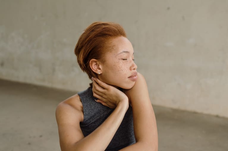 Woman With Her Eyes Closed Meditating