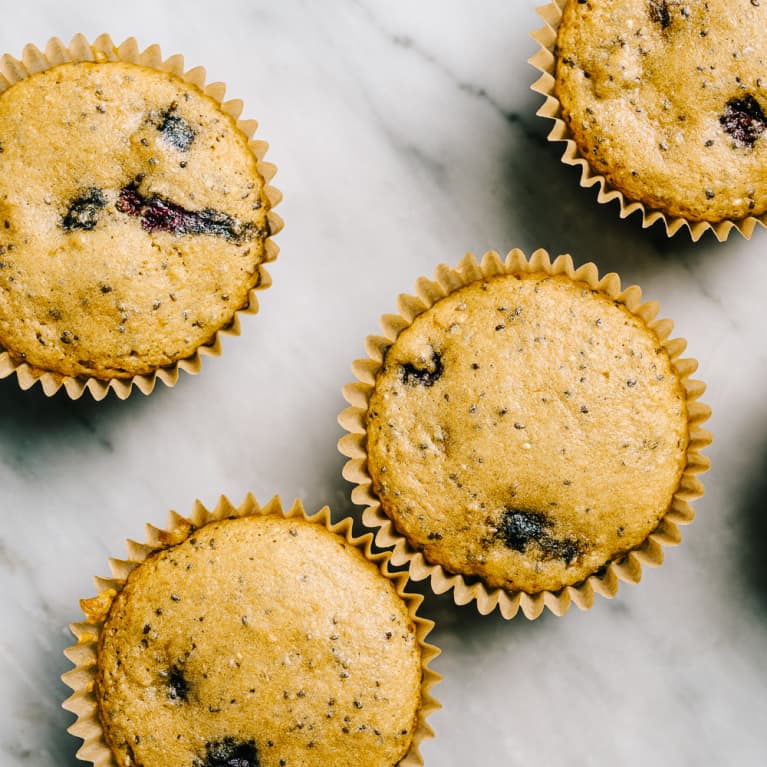Overhead of Healthy Berry Chia Muffin
