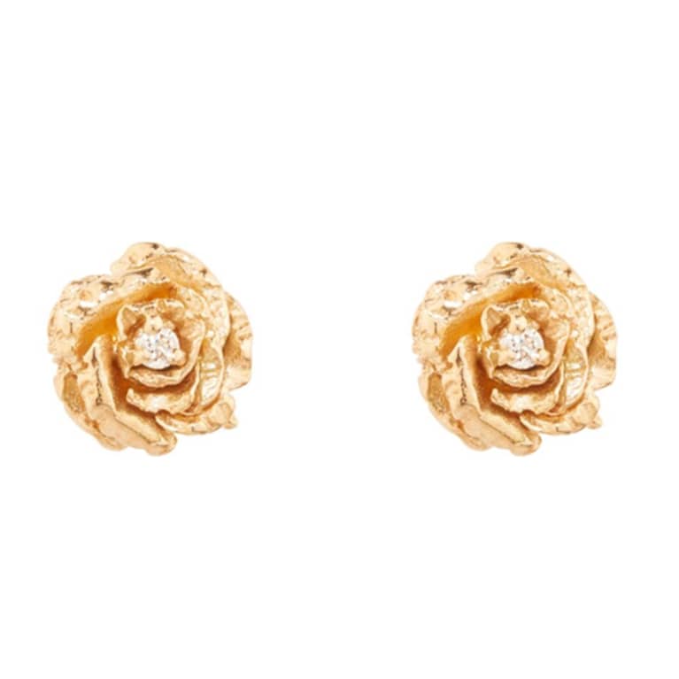 rose stud earrings in gold