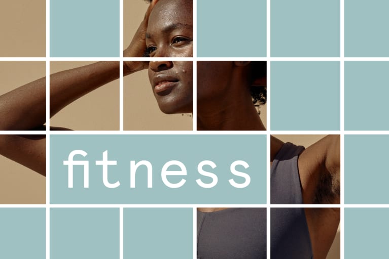 woman sweating with fitness overlay