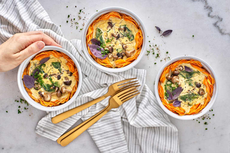 Plant based quiches, mushrooms and spinach