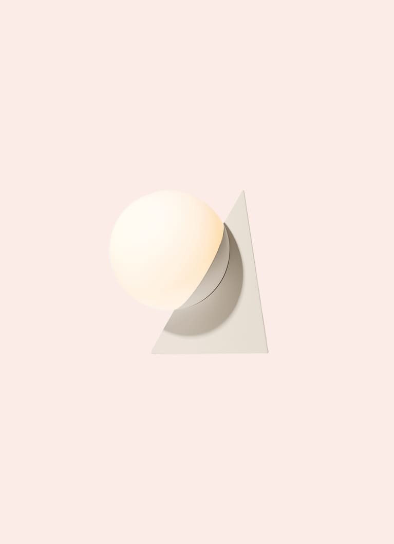 geometrical light, beige triangle with large circular bulb from gantri geometrical light, beige triangle with large circular bulb from gantri