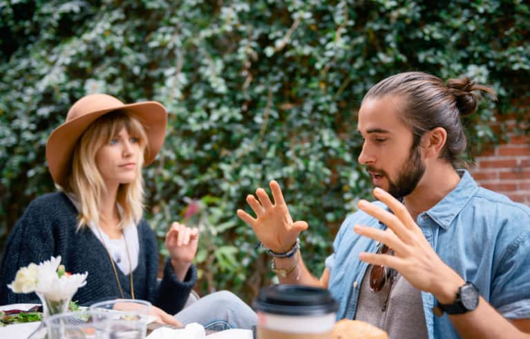 A couple talking, ending their relationship.