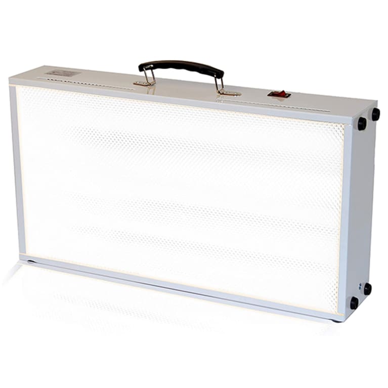 white briefcase sun lamp with handle