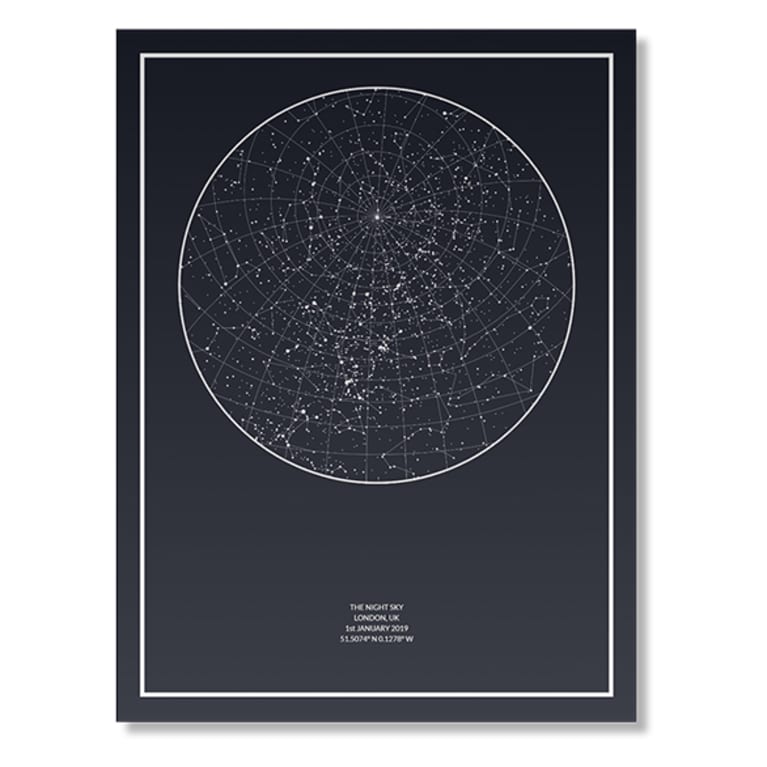 the night sky custom star map dark blue