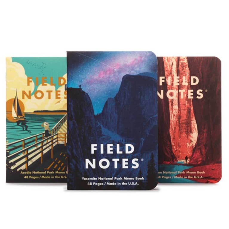 3 small notebooks with national park illustrations on the cover