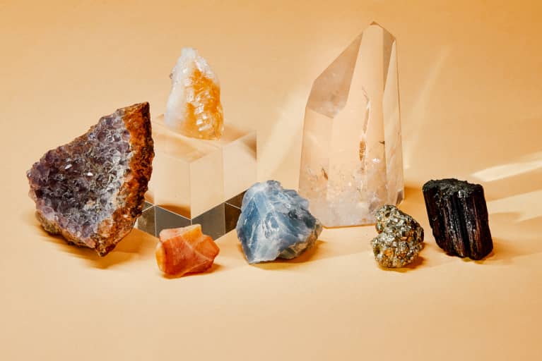 A Collection of Crystals - Amethyst, Citrine, Clear Quartz, Celestite, Black Tourmaline