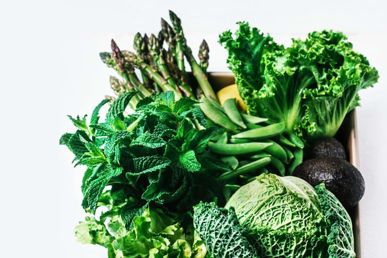 various types of green vegetables