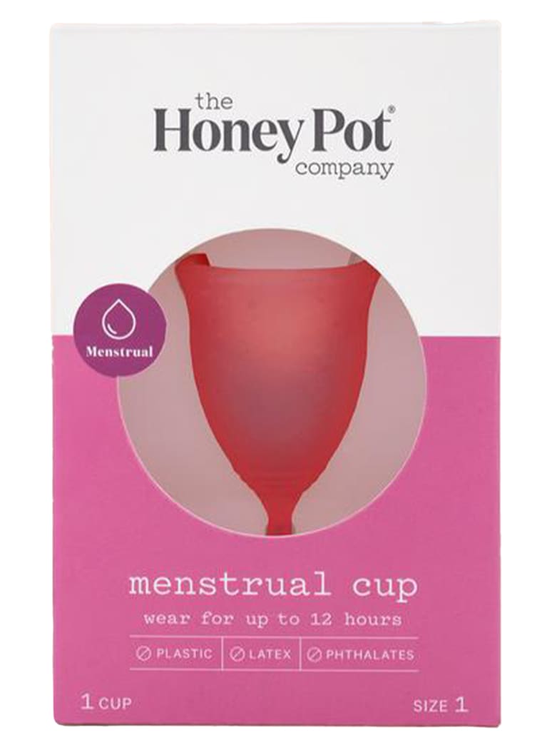 Pink Honey Pot menstrual cup in packaging