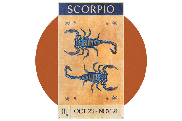 scorpio scorpions on old fashioned playing card
