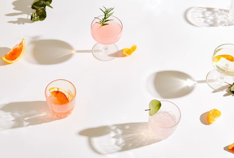 Variety of Cocktails With Fresh Citrus and Herbs